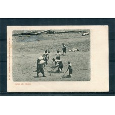 INDIOS JUGANDO CHUECA CONCEPCION CHILE ANTIGUA TARJETA POSTAL ABORIGENES